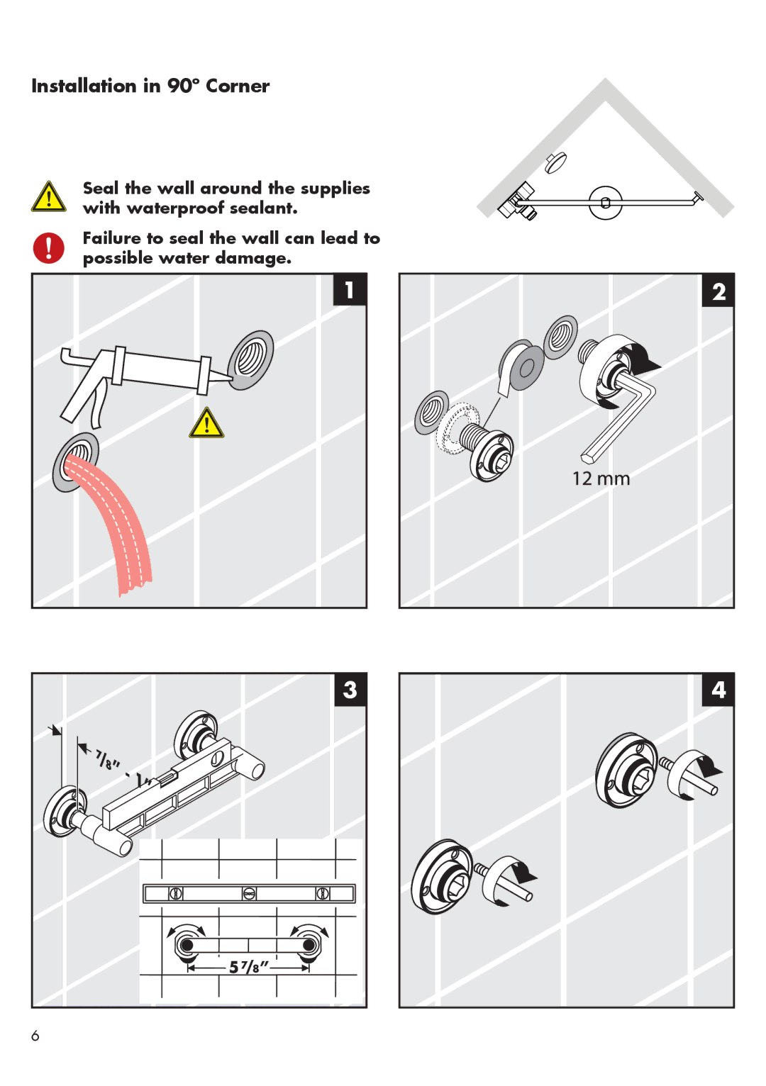 Hans Grohe 26396001 installation instructions Installation in 90º Corner 