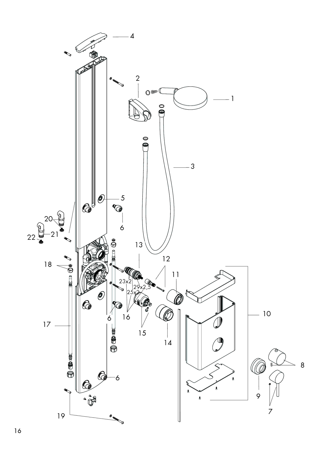 Hans Grohe 27005XX1 installation instructions 23x2 29x2,5 25x2 