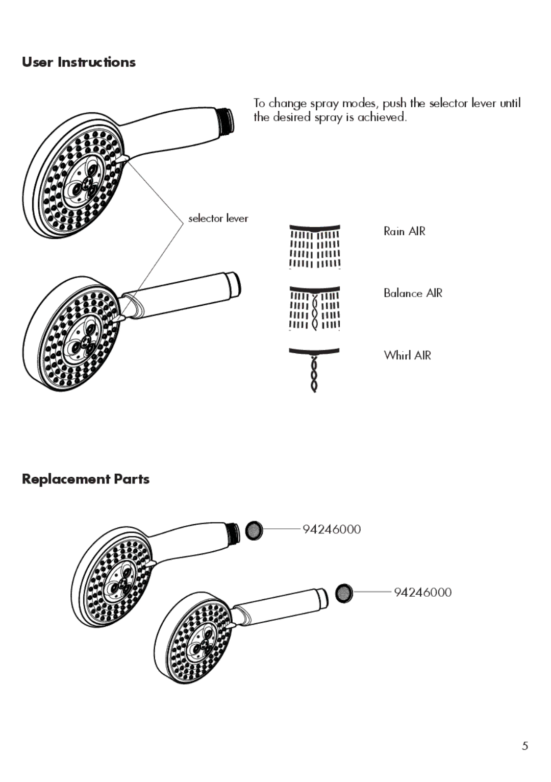 Hans Grohe 28502XX1, 28504XX1 installation instructions User Instructions, Replacement Parts 