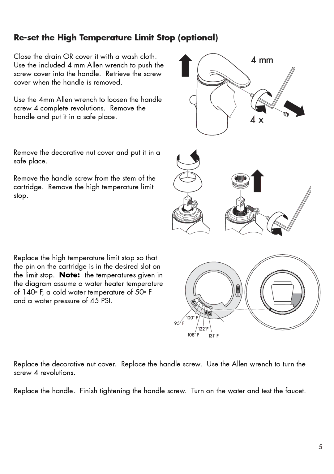 Hans Grohe 32070XX1 installation instructions Re-set the High Temperature Limit Stop optional 