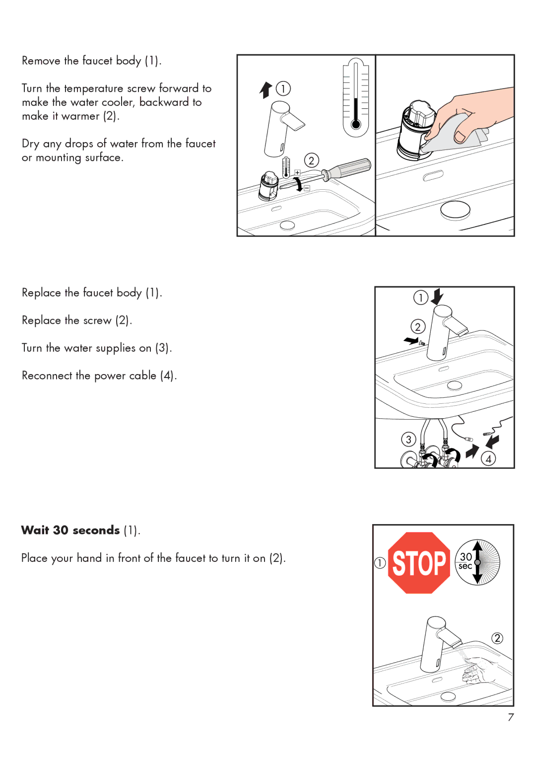 Hans Grohe 32111XX1, 32110XX1, 32112XX1, 32113XX1 installation instructions Wait 30 seconds 