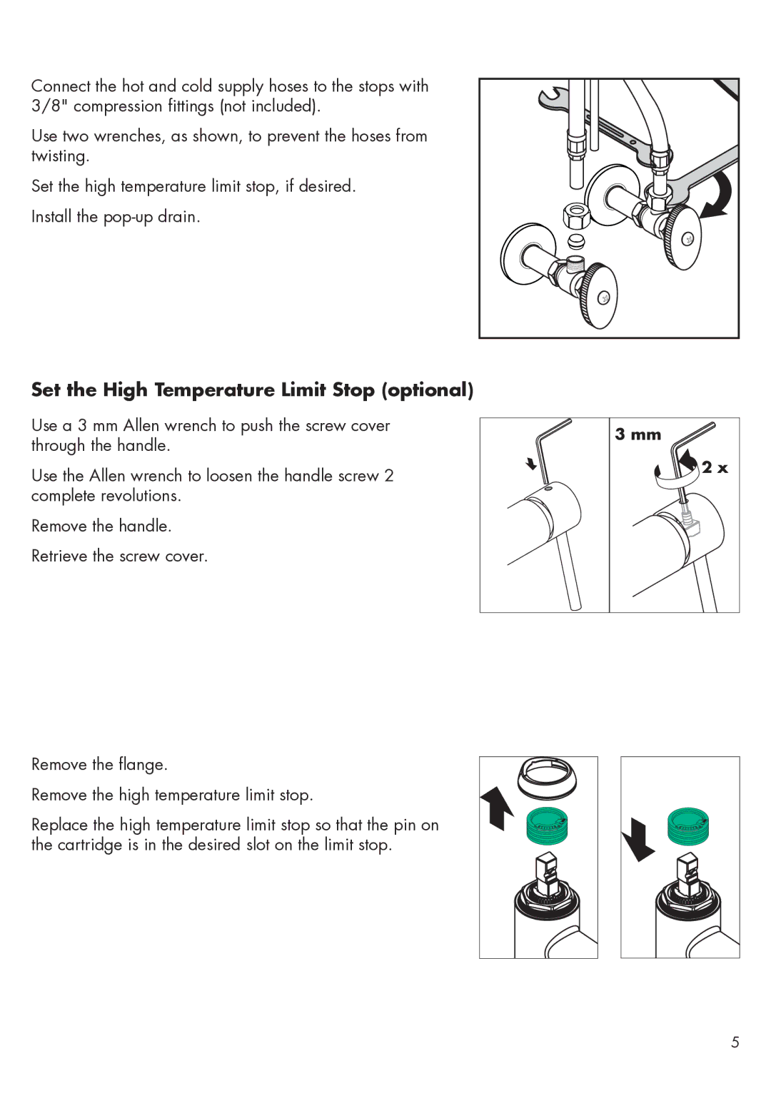 Hans Grohe 34127XX1, 34210XX1, 34017XX1, 34010XX1, 34016XX1, 34120XX1 Set the High Temperature Limit Stop optional 