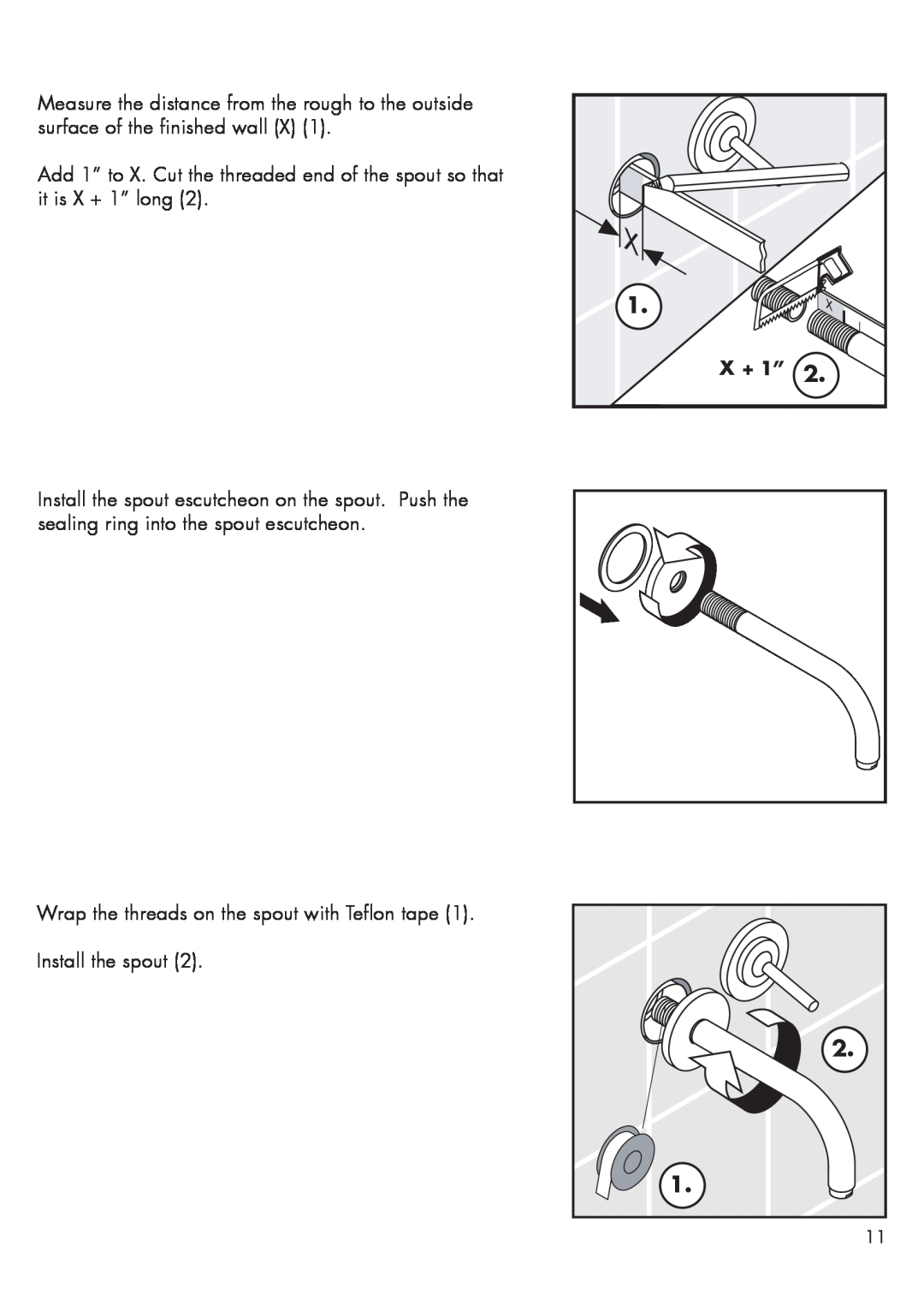 Hans Grohe 38118XX1, 38117XX1 installation instructions Wrap the threads on the spout with Teflon tape 