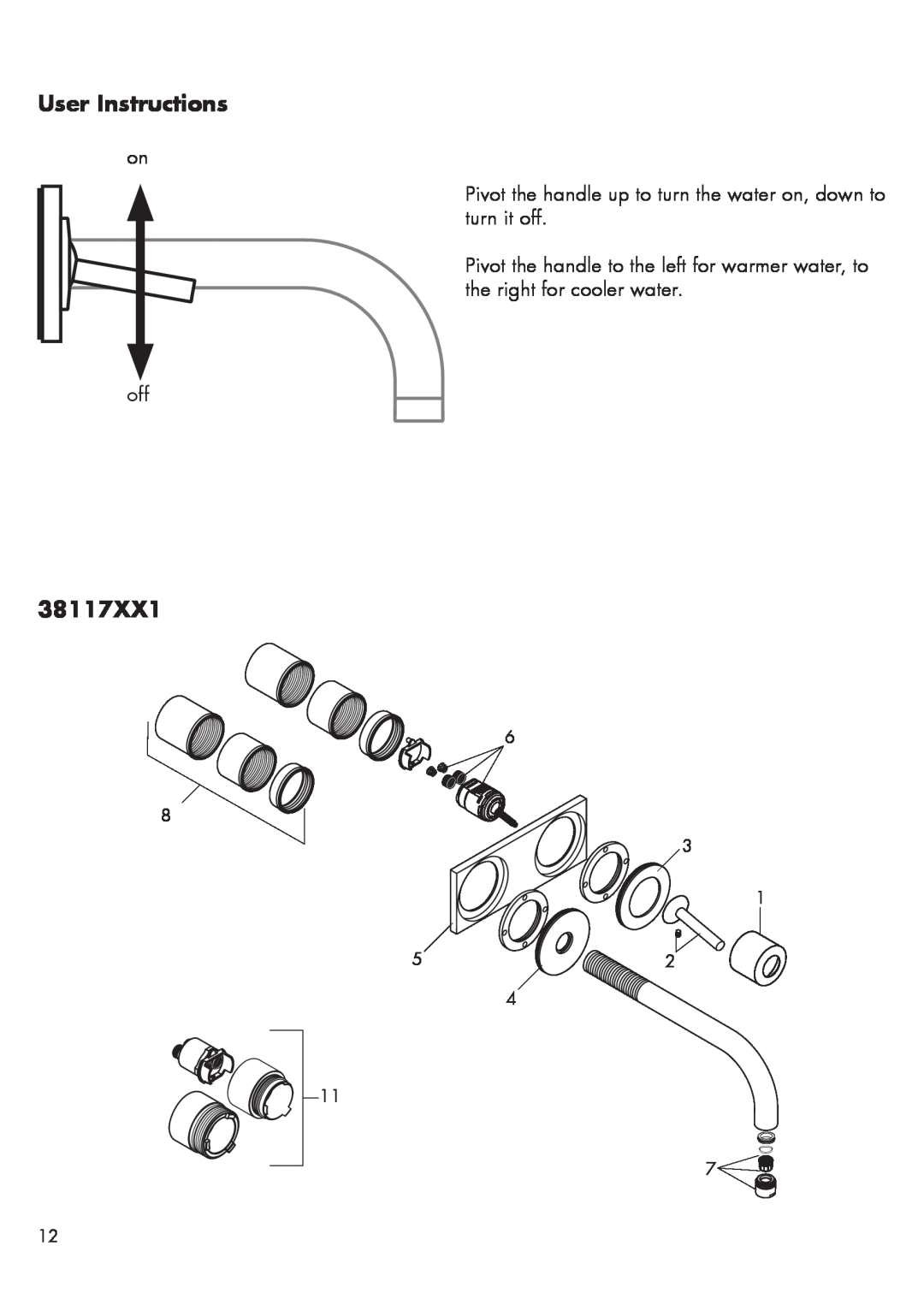 Hans Grohe 38117XX1, 38118XX1 installation instructions User Instructions 