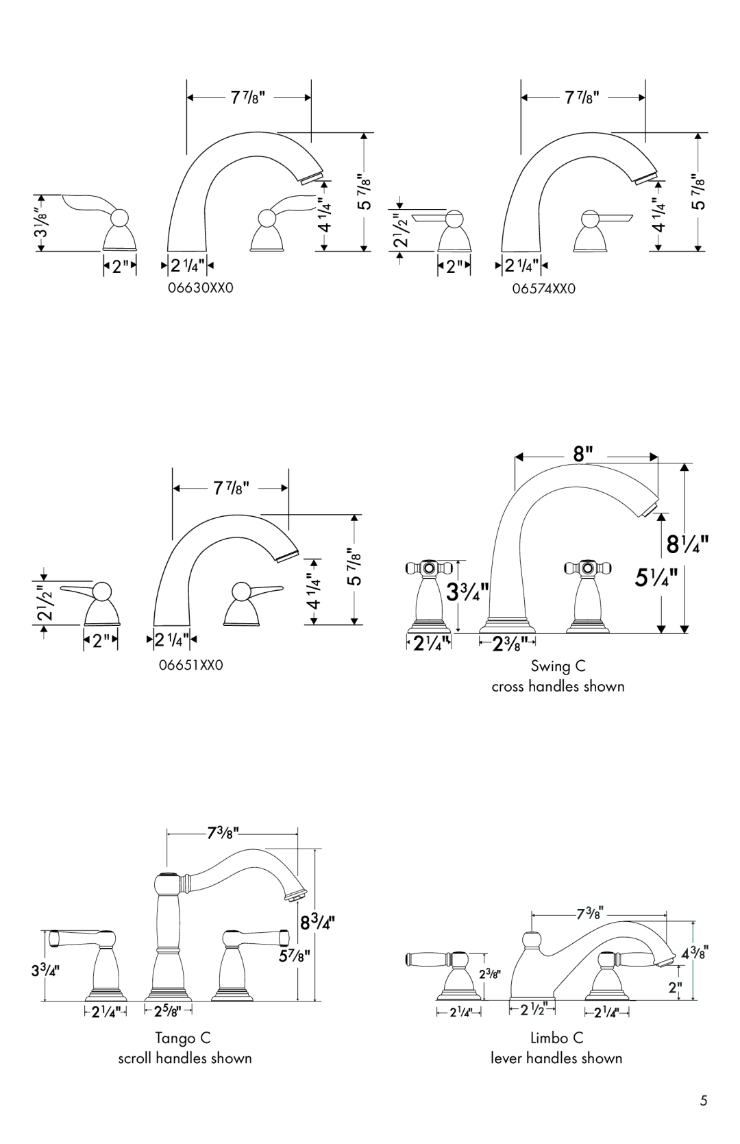 Hans Grohe 6607000 installation instructions Cross handles shown Tango C 