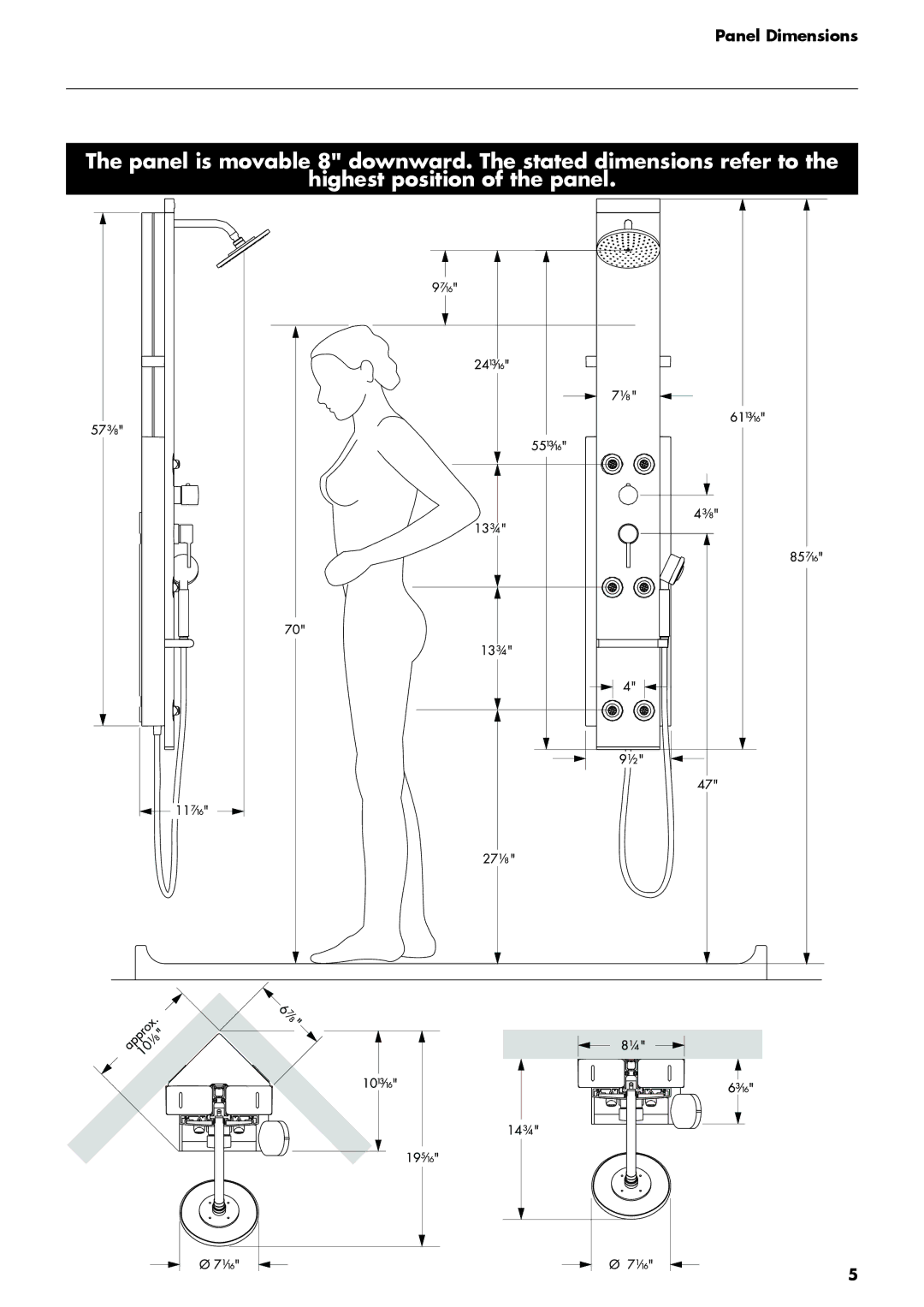 Hans Grohe DP Lift 2 M 20 manual Panel Dimensions 