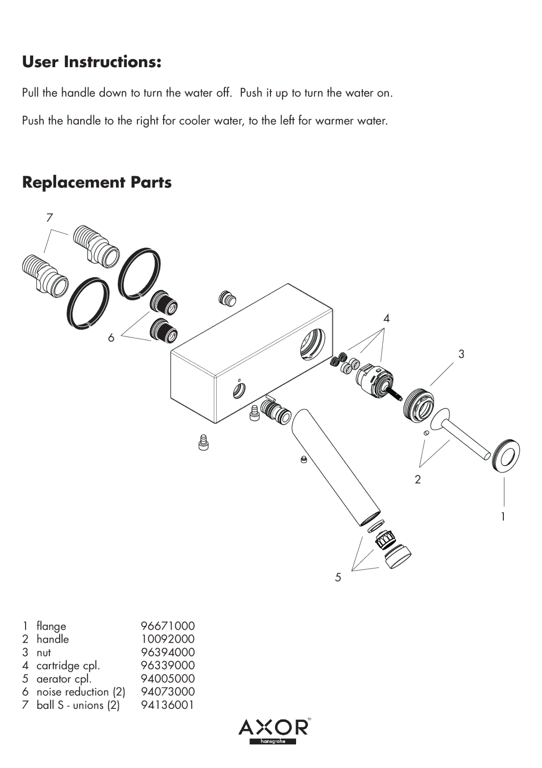 Hans Grohe Installation / Warranty Starck X warranty User Instructions 