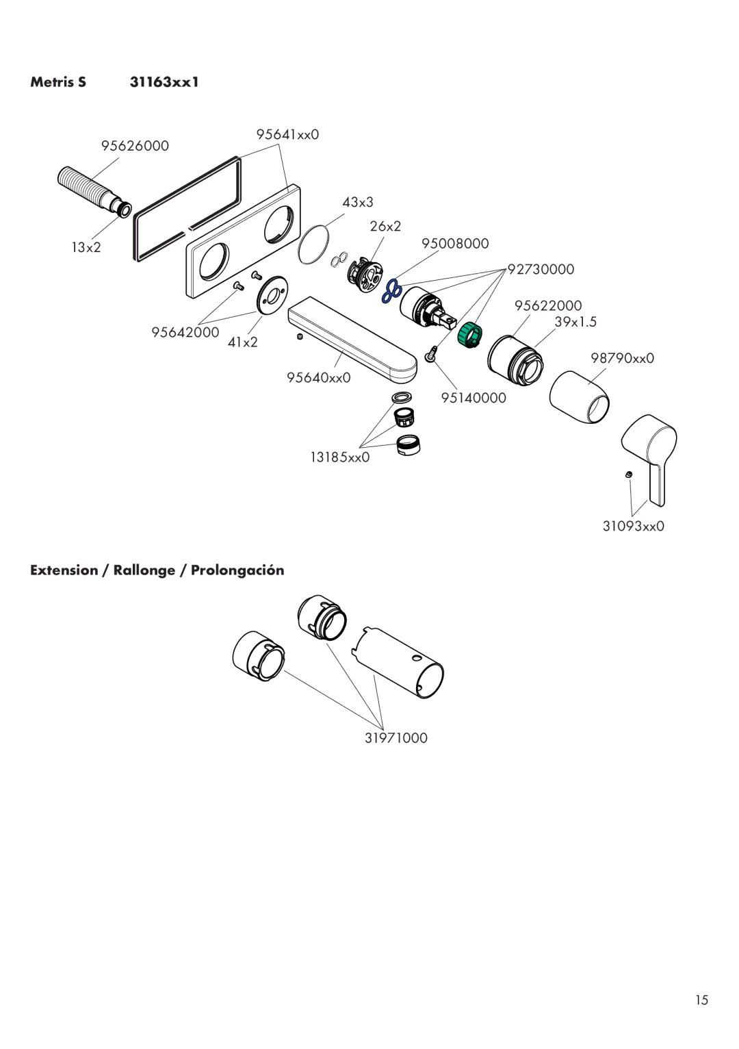 Hans Grohe Talis S 31611 xx 1, Metris C 31003xx 1, Metris S 31163xx 1 installation instructions 41x2 