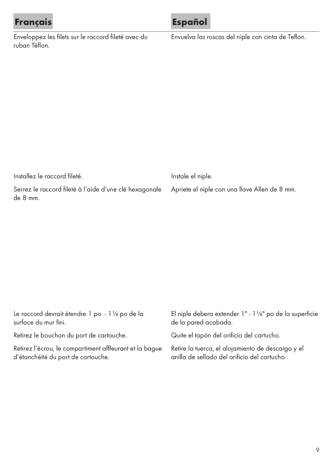 Hans Grohe Talis S 31611 xx 1, Metris C 31003xx 1, Metris S 31163xx 1 installation instructions FrançaisEspañol 