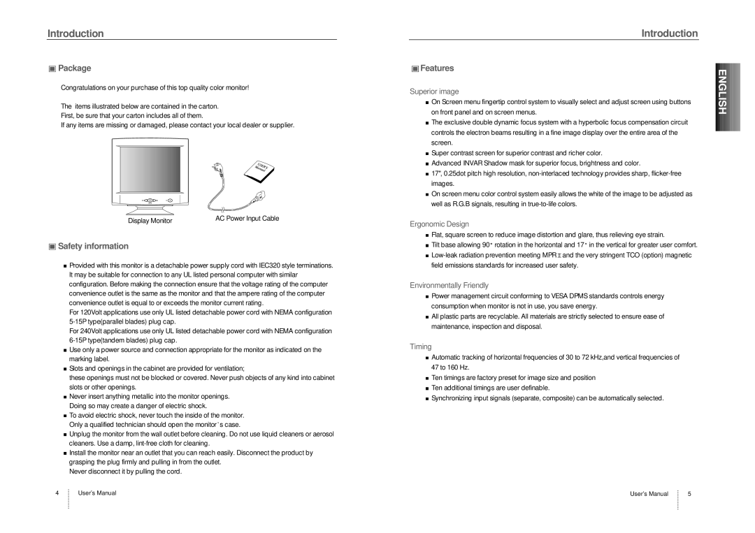 Hansol Multitech D17CL specifications Package, Safety information, Introduction Features 