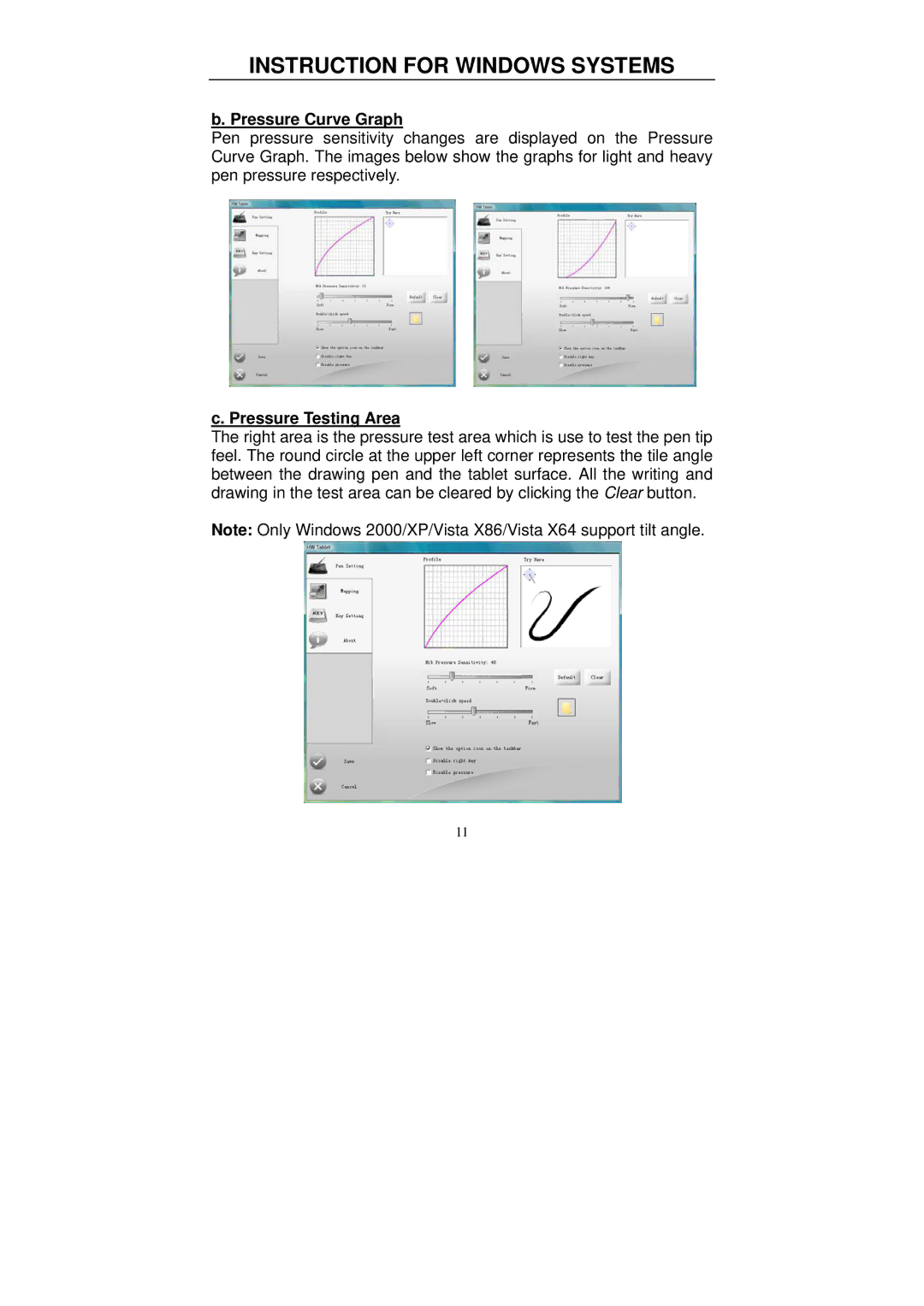 Hanvon 0806, 0605, 0504 manual Pressure Curve Graph, Pressure Testing Area 