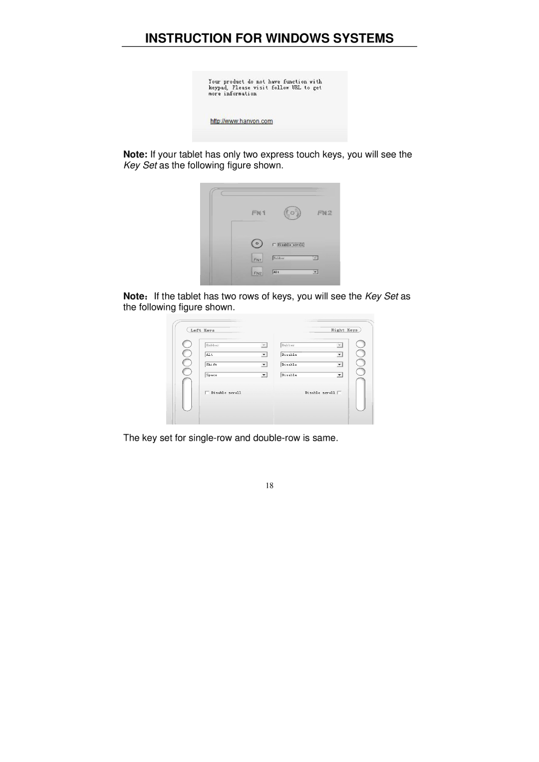 Hanvon 0605, 0806, 0504 manual Key set for single-row and double-row is same 