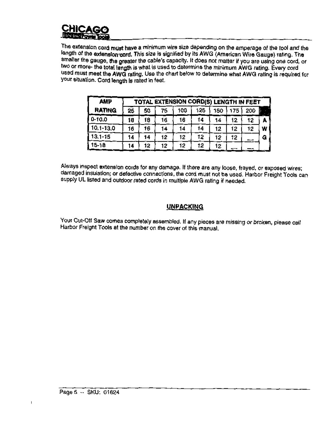 Harbor Freight Tools 01624 manual 