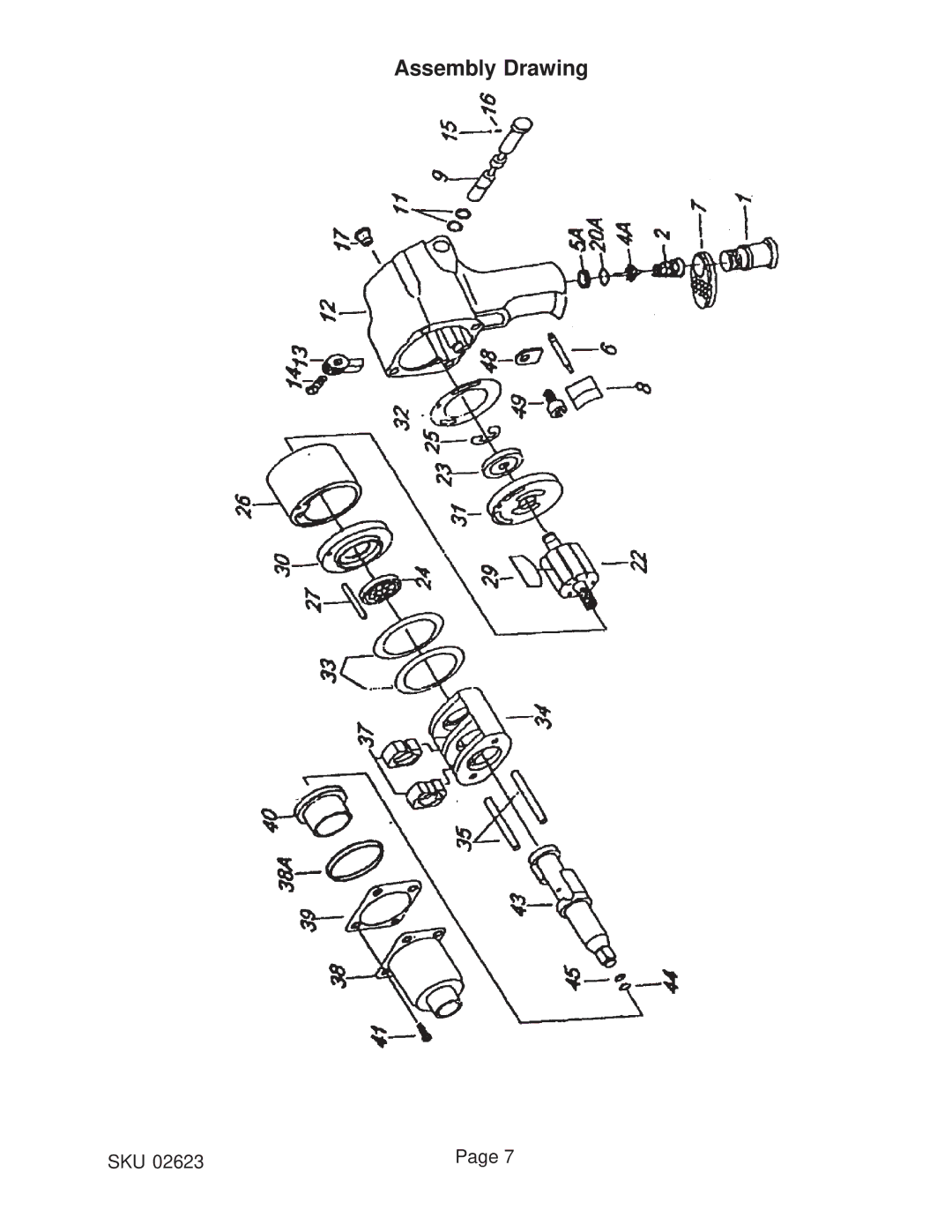 Harbor Freight Tools 02623 operating instructions Assembly Drawing 