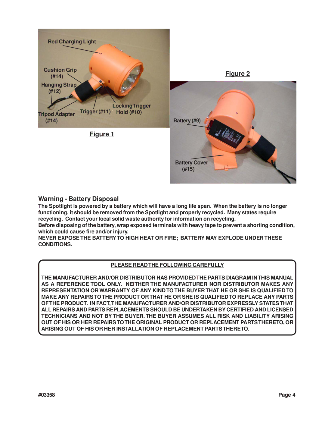 Harbor Freight Tools 03358 manual Hold #10 