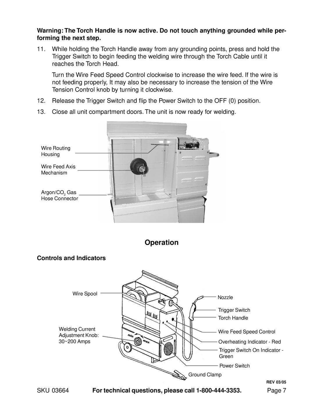 Harbor Freight Tools 03664 operating instructions Operation, Controls and Indicators 