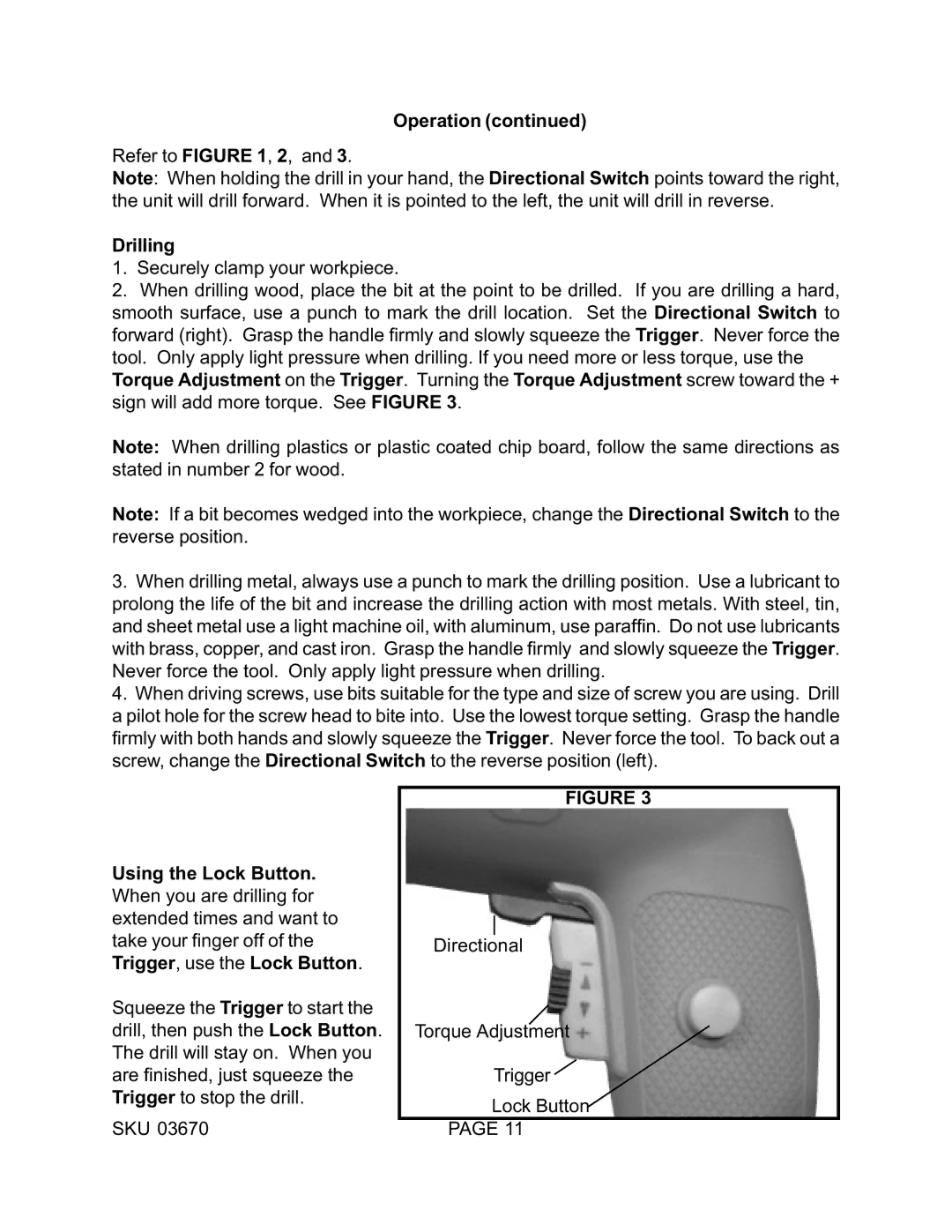 Harbor Freight Tools 03670 operating instructions 