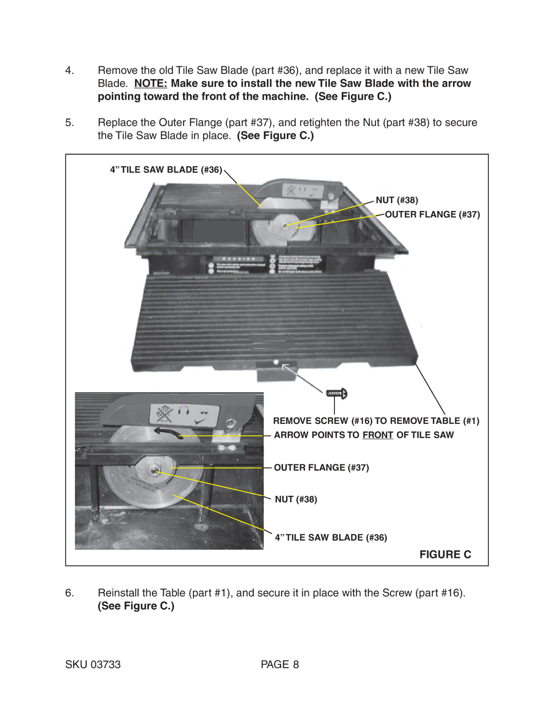 Harbor Freight Tools 03733 operating instructions Figure C 