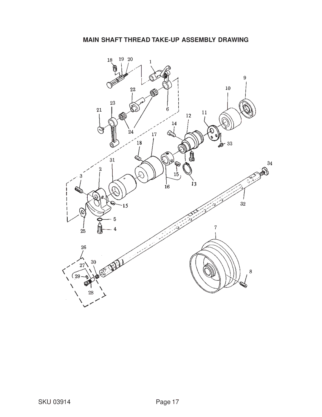 Harbor Freight Tools 03914 manual Main Shaft Thread TAKE-UP Assembly Drawing 