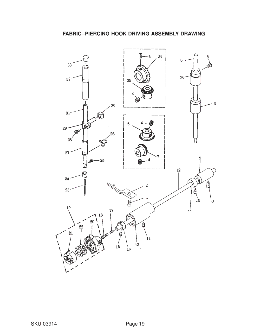 Harbor Freight Tools 03914 manual FABRIC--PIERCING Hook Driving Assembly Drawing 