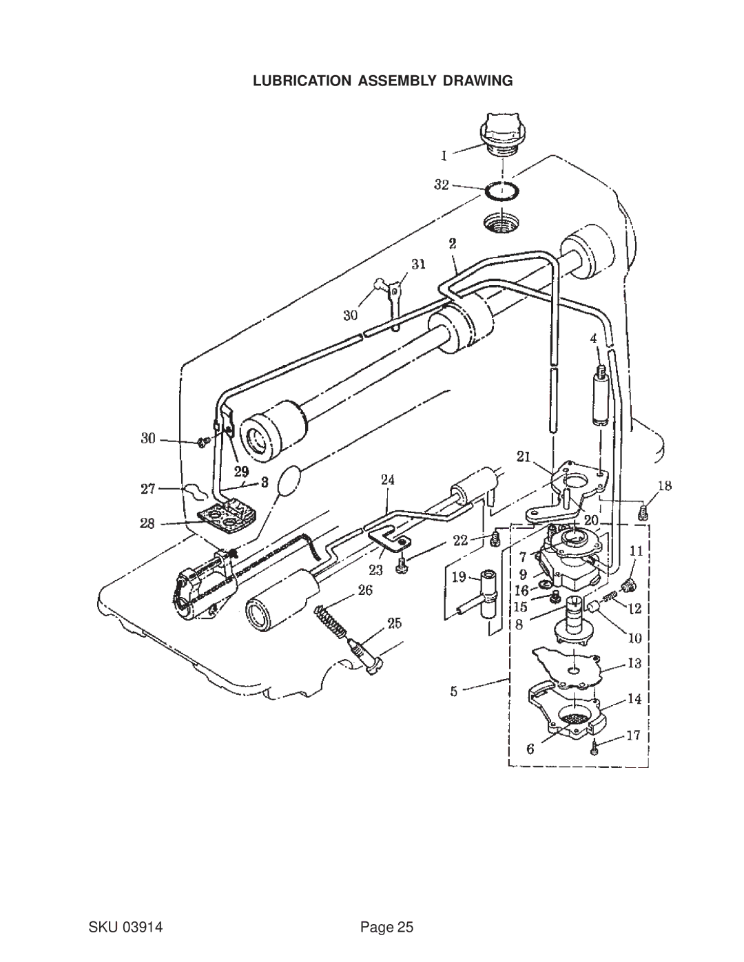 Harbor Freight Tools 03914 manual Lubrication Assembly Drawing 