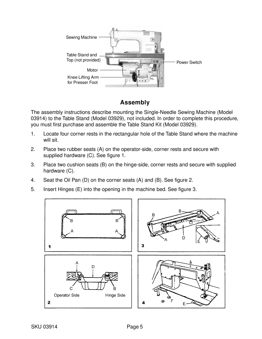 Harbor Freight Tools 03914 manual Assembly 