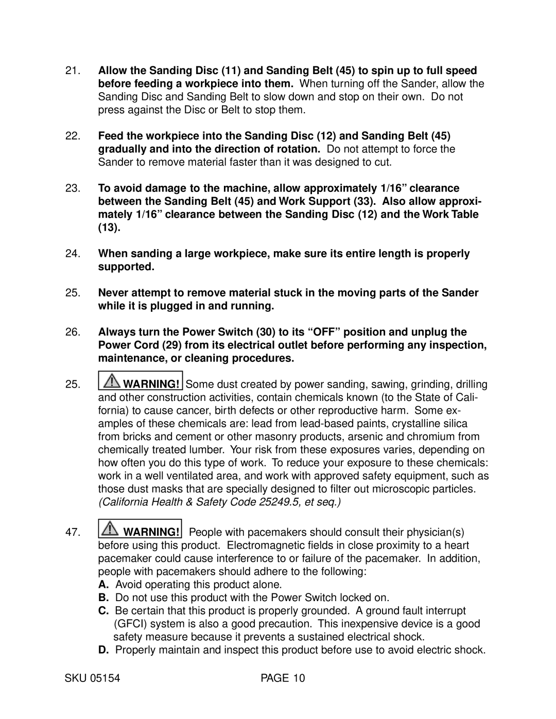 Harbor Freight Tools 05154 operating instructions 