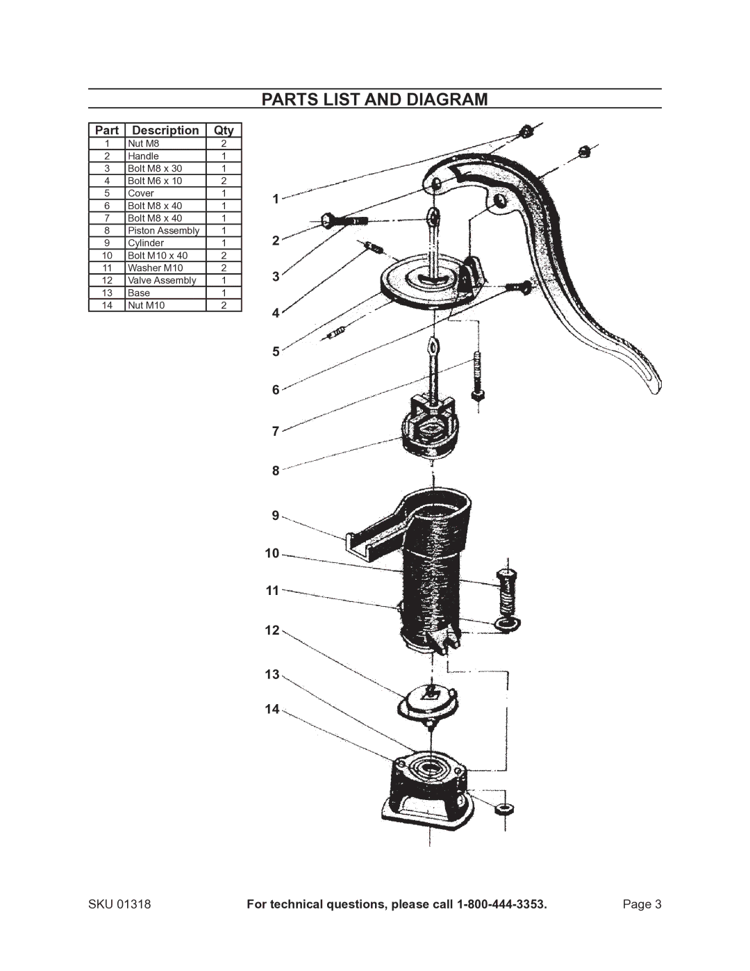 Harbor Freight Tools 1318 operating instructions Parts List and Diagram, Part Description Qty 