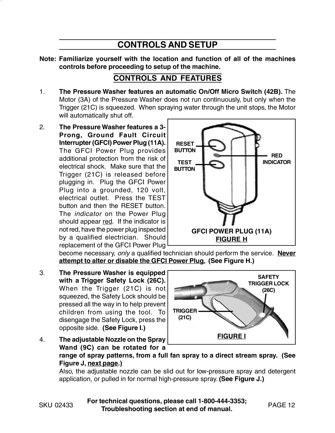 Harbor Freight Tools 2433 manual Controls and Setup, Controls and Features, Pressure Washer is equipped 