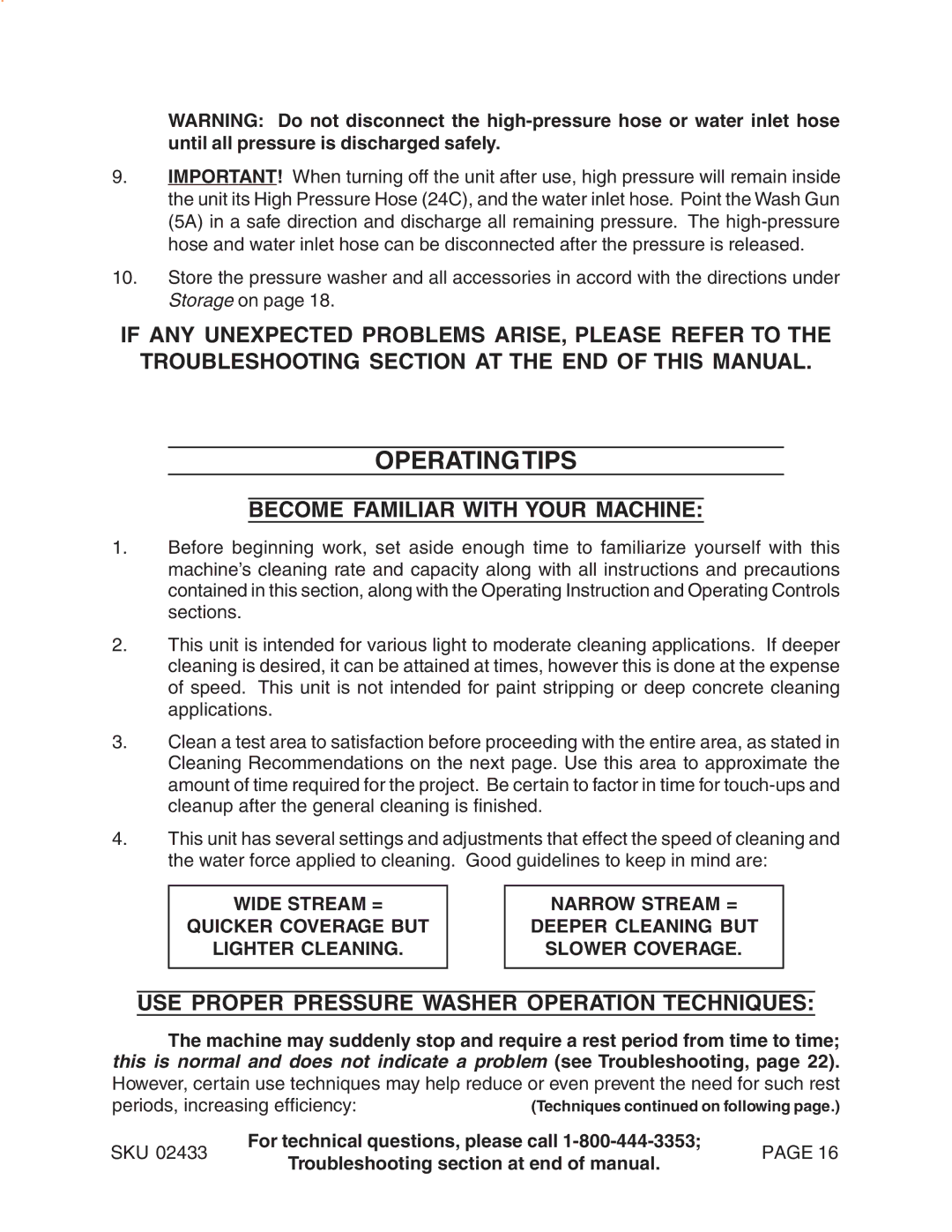 Harbor Freight Tools 2433 manual Operatingtips, Become Familiar with Your Machine 