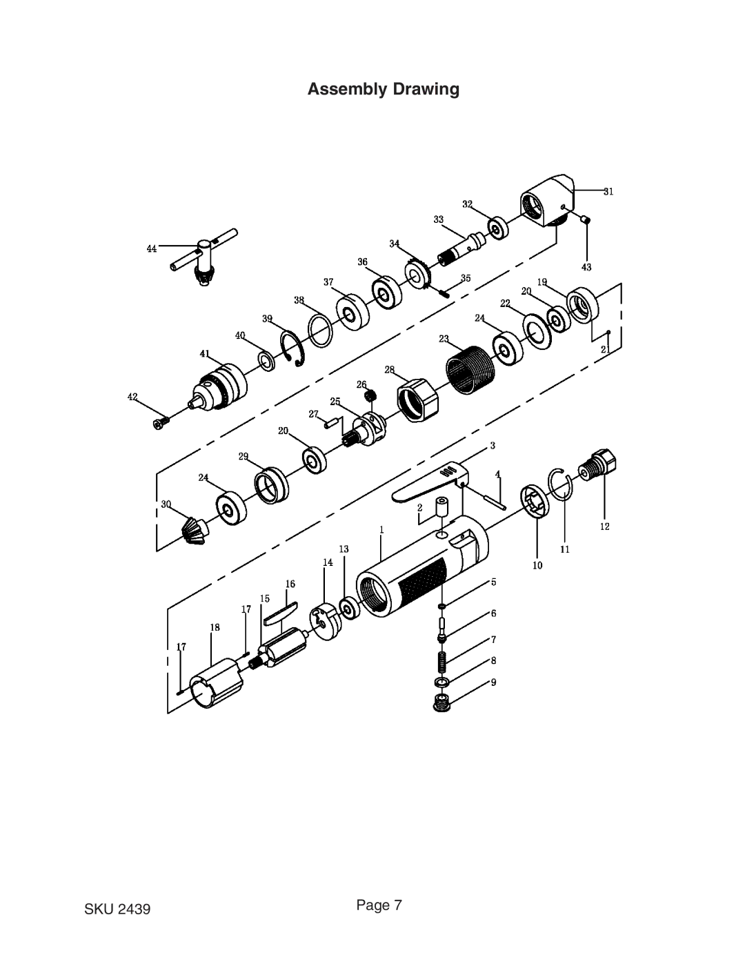 Harbor Freight Tools 2439 operating instructions Assembly Drawing 