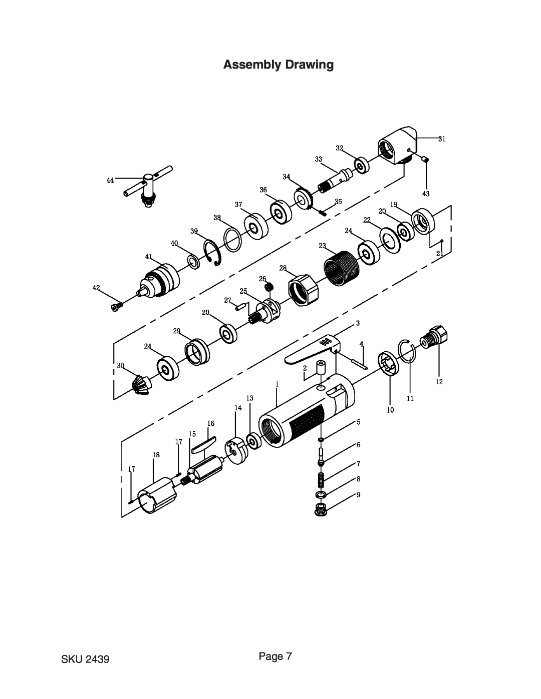 Harbor Freight Tools 2439 operating instructions Assembly Drawing, Page 