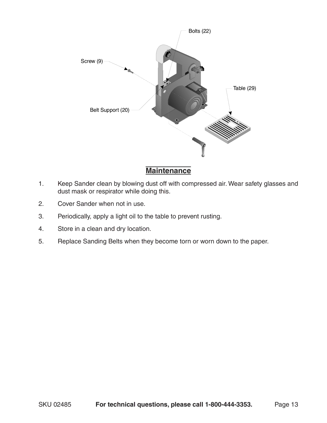 Harbor Freight Tools 2485 manual Maintenance 