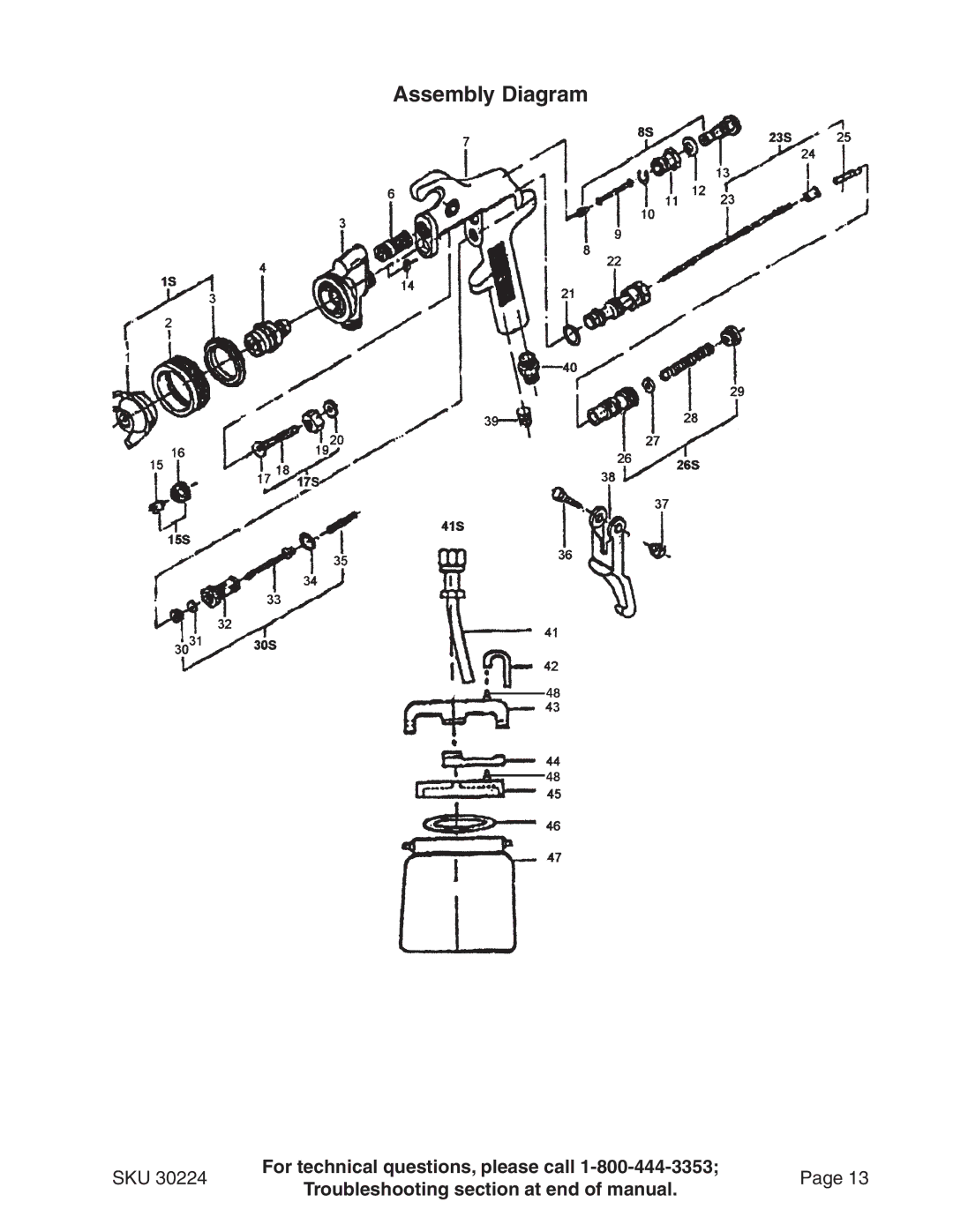 Harbor Freight Tools 30224 operating instructions Assembly Diagram 