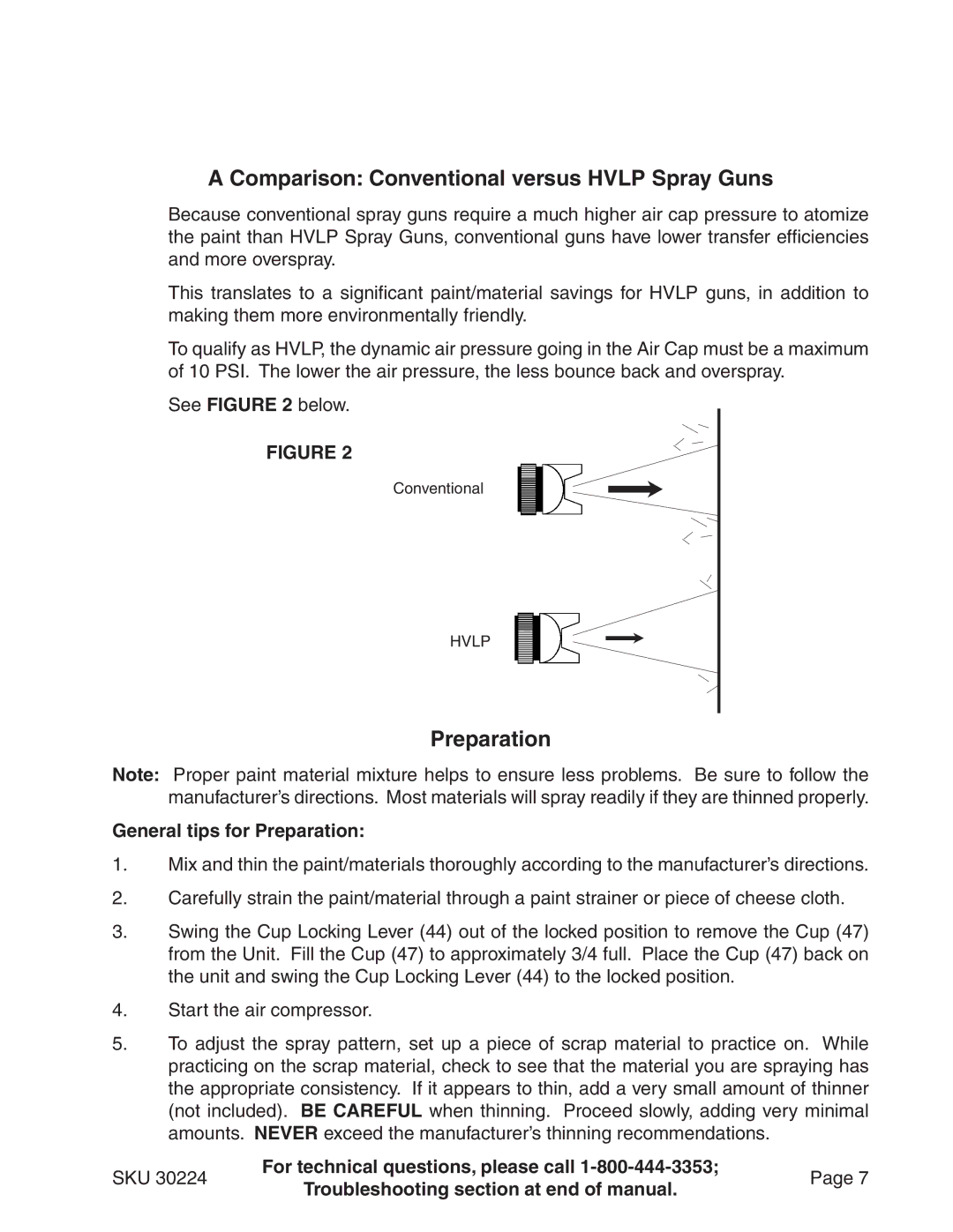 Harbor Freight Tools 30224 Comparison Conventional versus Hvlp Spray Guns, General tips for Preparation 