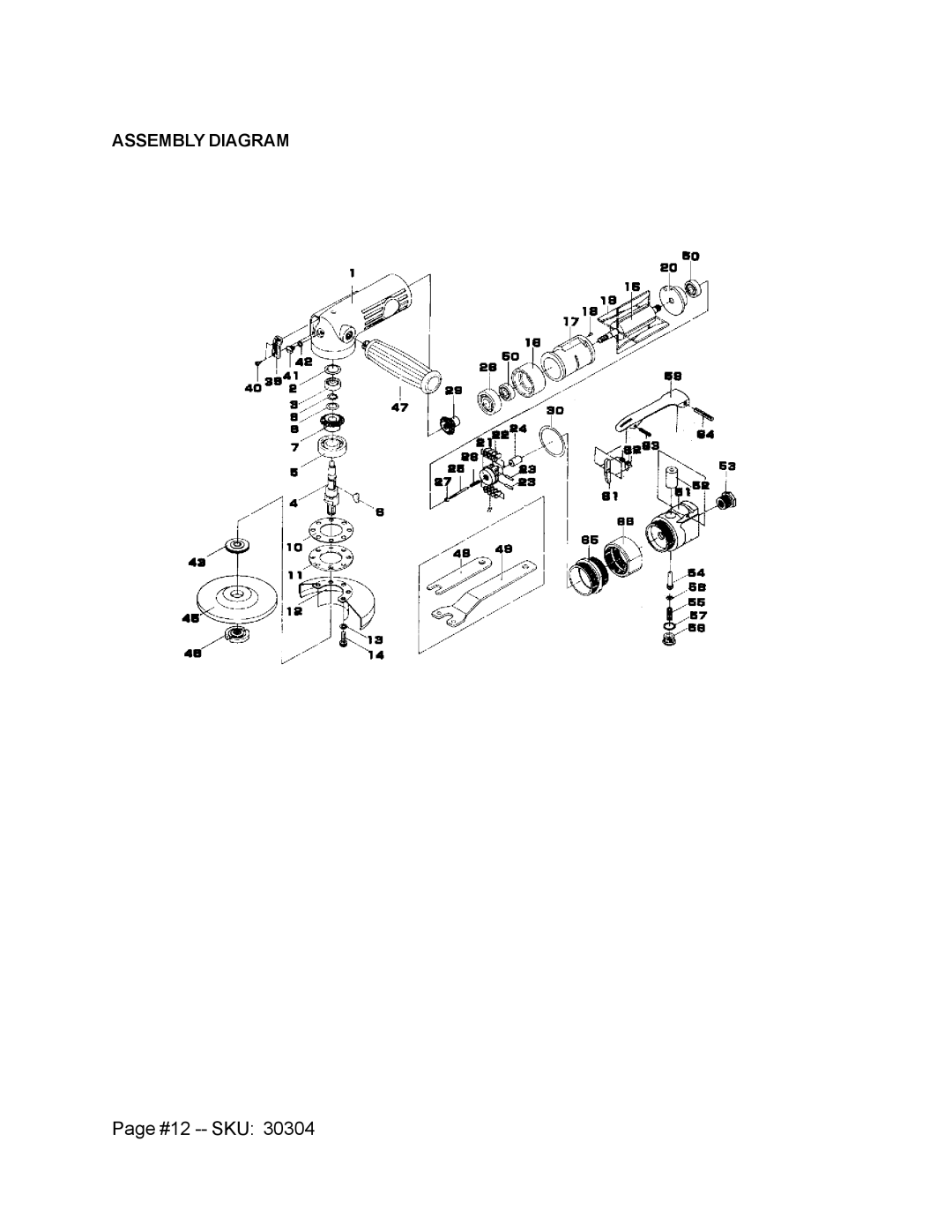 Harbor Freight Tools 30304 operating instructions #12 -- SKU, Assembly Diagram 