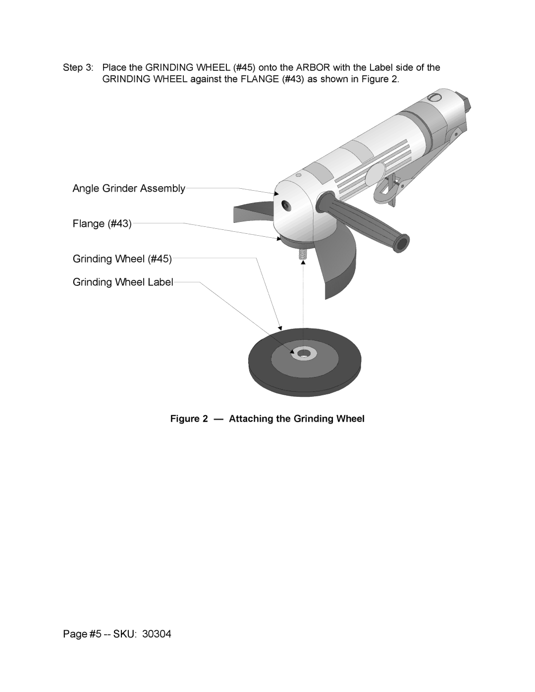 Harbor Freight Tools 30304 operating instructions #5 -- SKU, Attaching the Grinding Wheel 