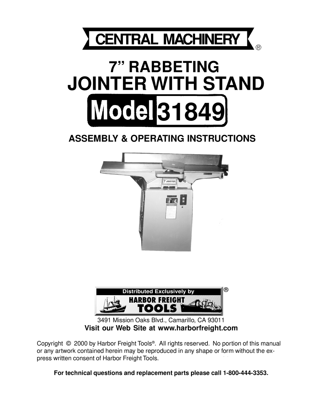 Harbor Freight Tools 31849 operating instructions 