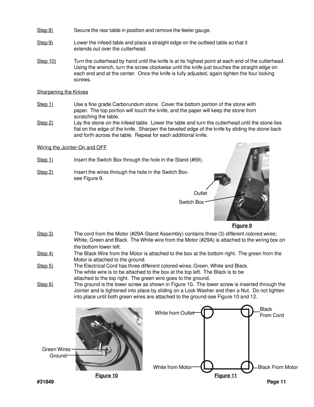 Harbor Freight Tools 31849 operating instructions Black From Cord Black From Motor 