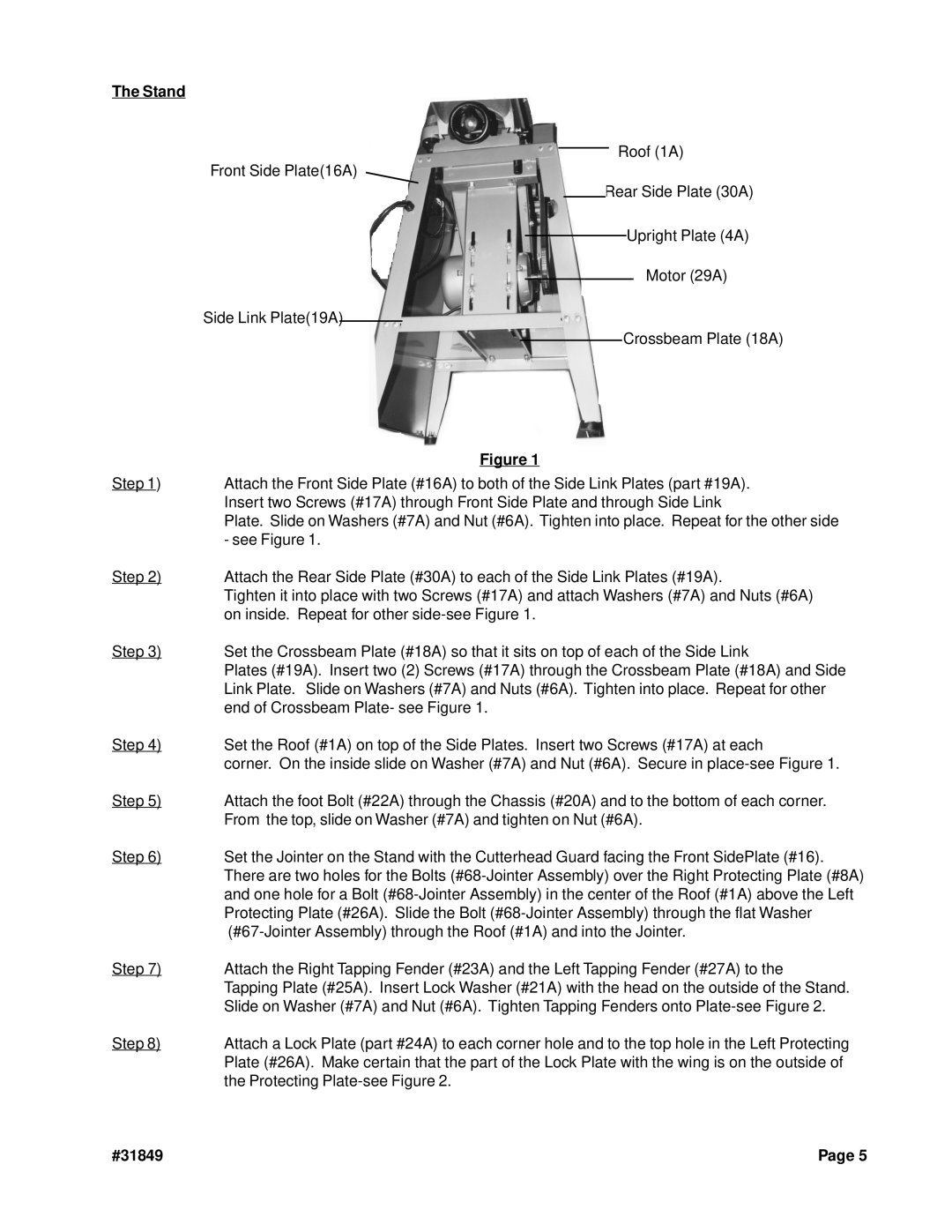 Harbor Freight Tools 31849 operating instructions Stand 