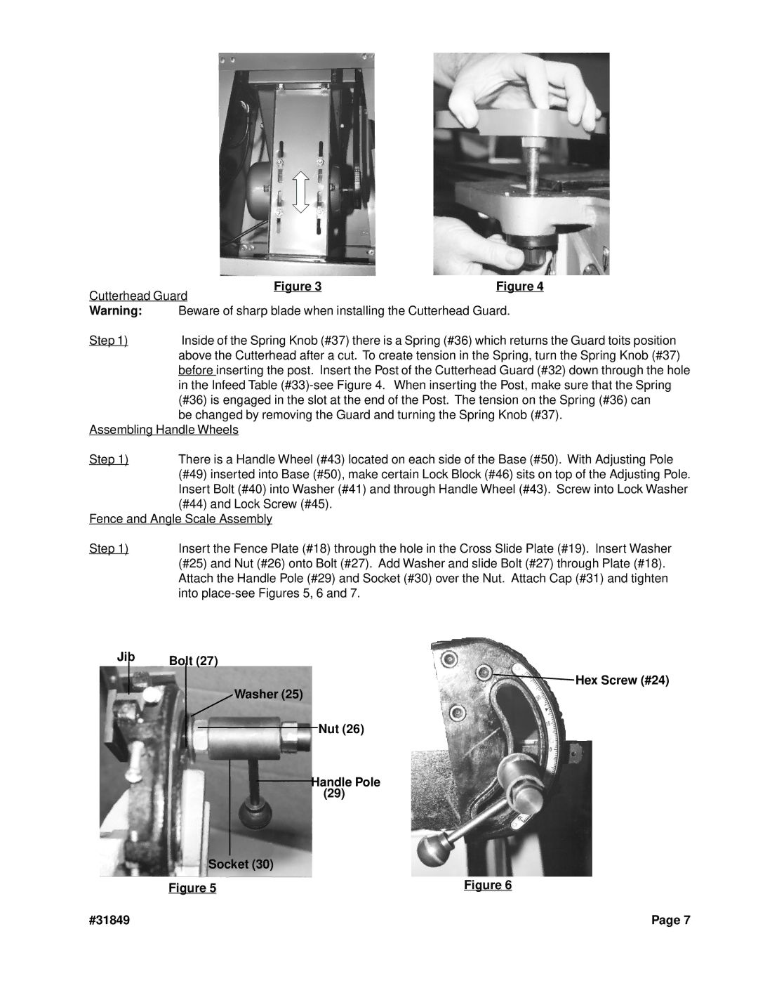 Harbor Freight Tools operating instructions Jib Bolt Hex Screw #24 Washer Nut Handle Pole Socket #31849 