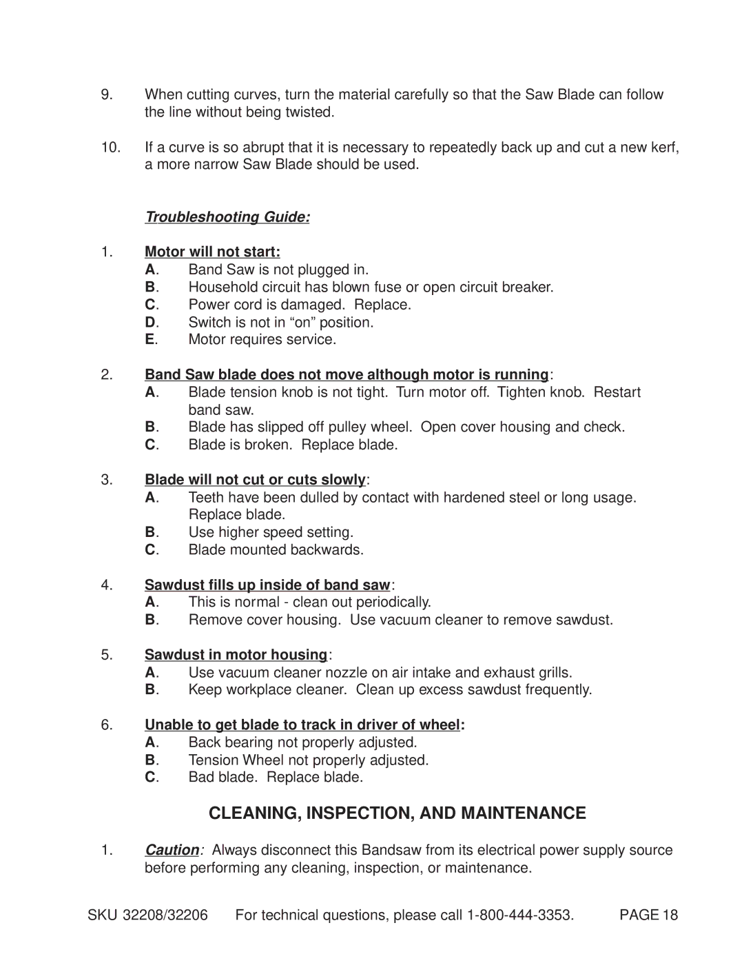 Harbor Freight Tools 32208, 32206 manual Troubleshooting Guide 