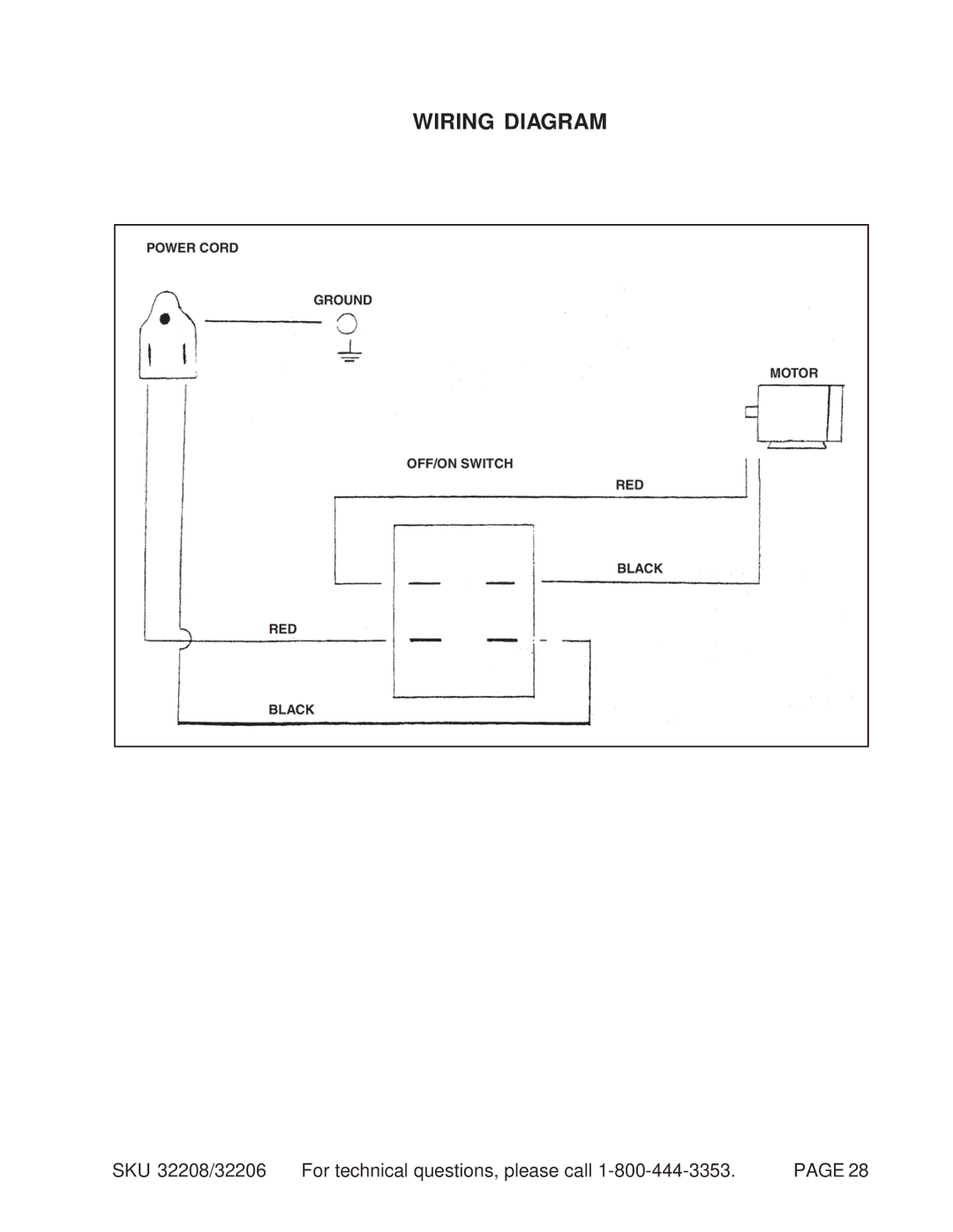 Harbor Freight Tools 32208, 32206 manual Wiring Diagram 