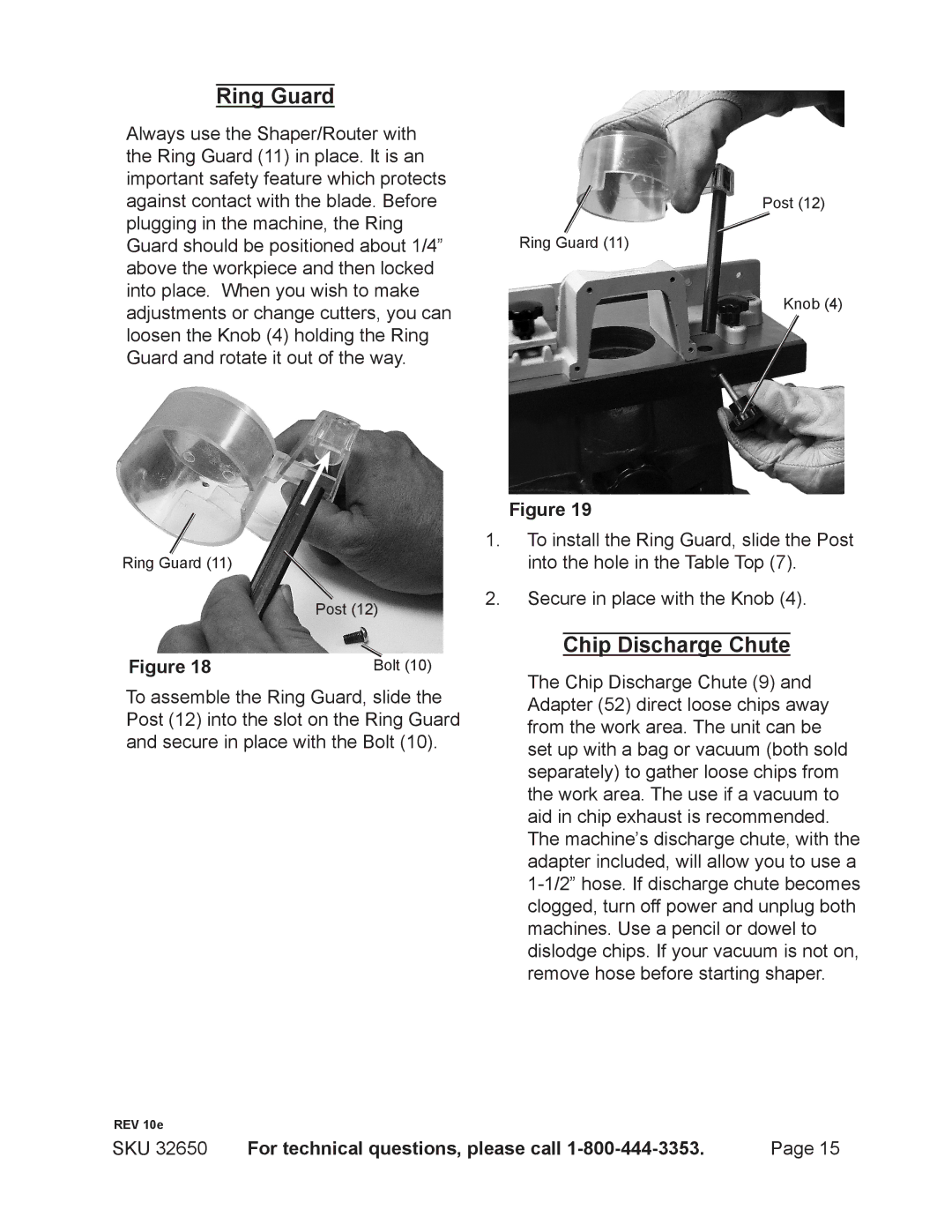 Harbor Freight Tools 32650 operating instructions Ring Guard, Chip Discharge Chute 