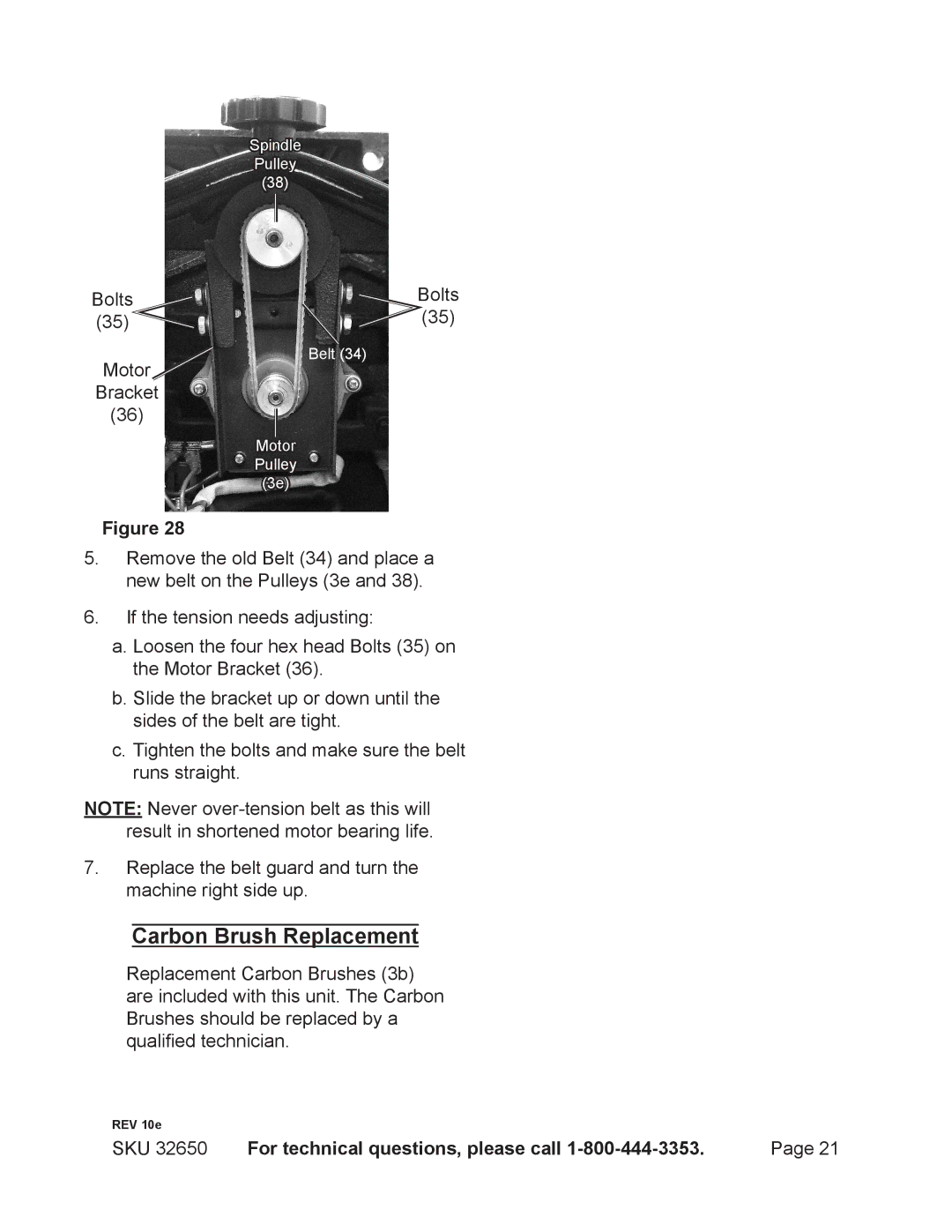 Harbor Freight Tools 32650 operating instructions Carbon Brush Replacement 