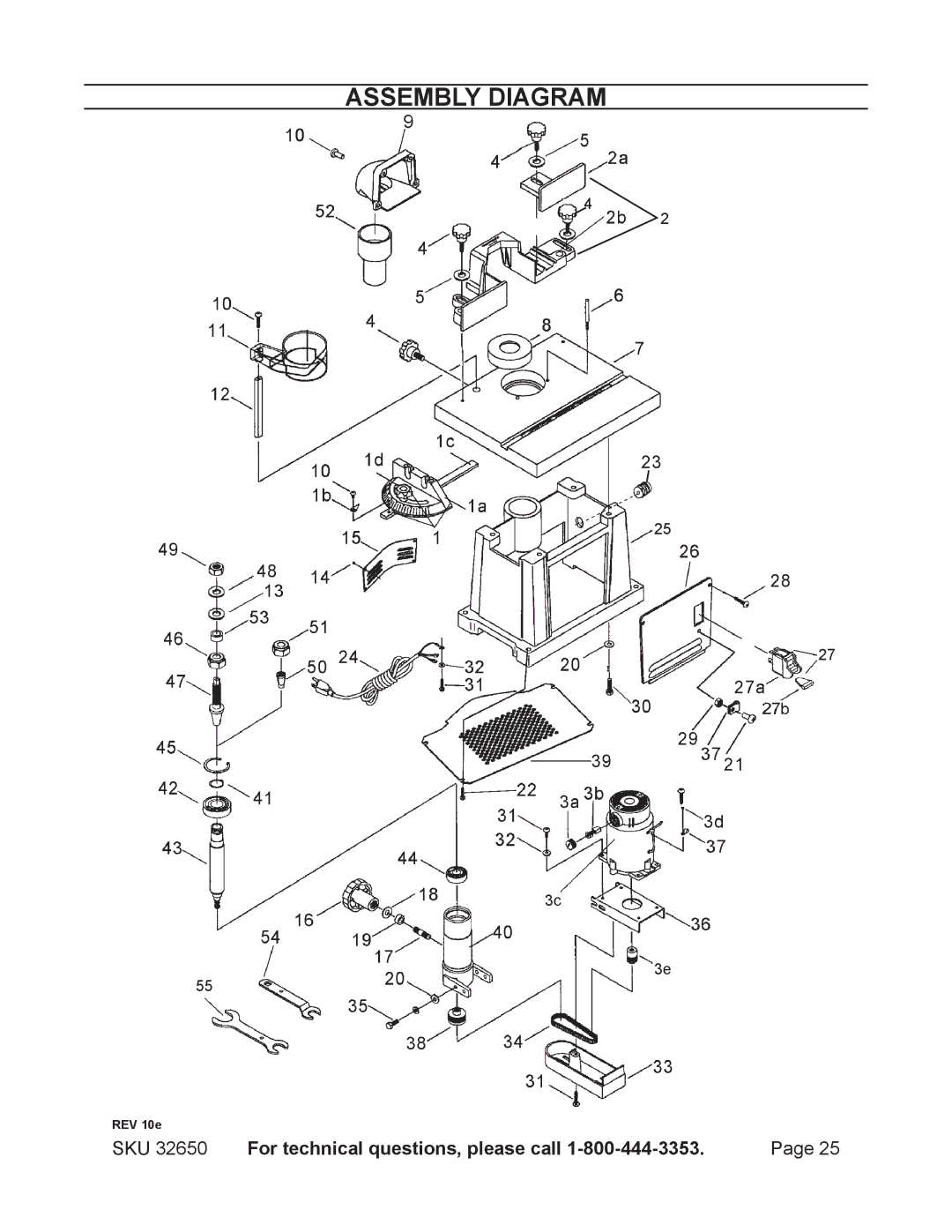 Harbor Freight Tools 32650 operating instructions Assembly Diagram 