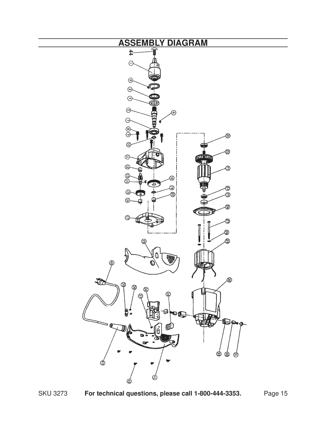 Harbor Freight Tools 3273 operating instructions Assembly Diagram 