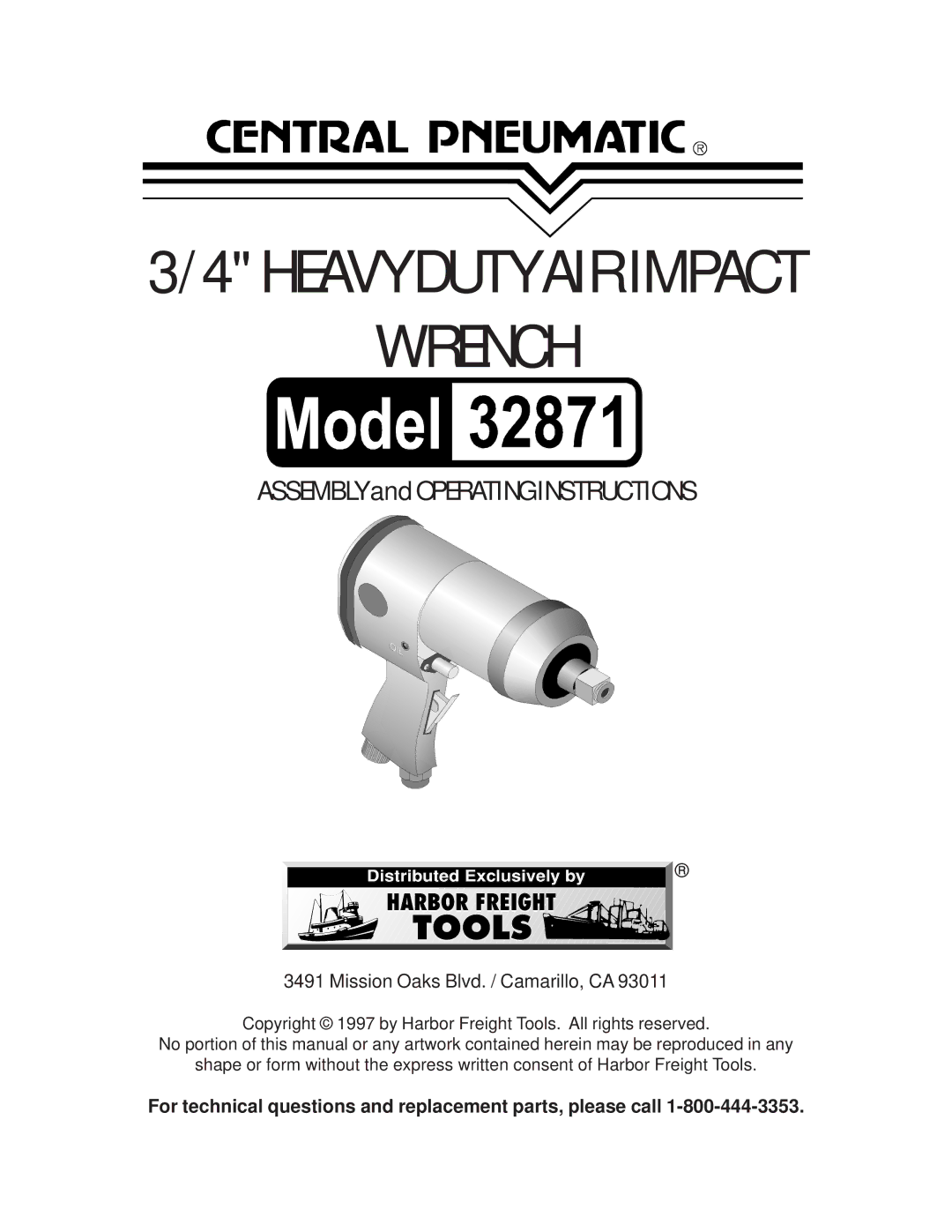 Harbor Freight Tools 32871 operating instructions 4HEAVYDUTYAIRIMPACT Wrench 