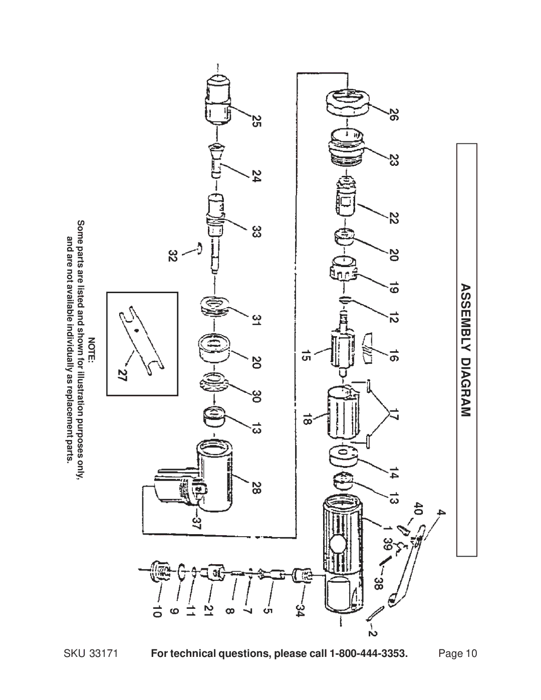 Harbor Freight Tools 33171 operating instructions Assembly Diagram 