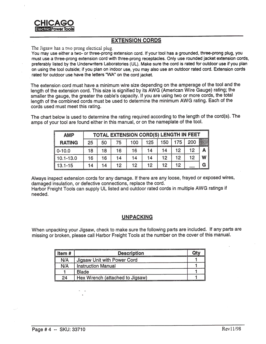 Harbor Freight Tools 33710 manual 